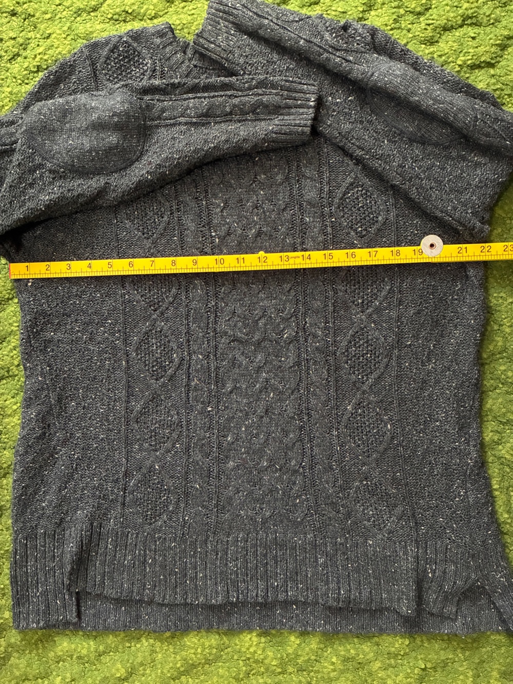 BDG Cable Knit Sweater with Elbow Patches in Charcoal Gray - Picture 9 of 9